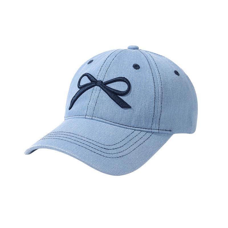 Trendy Womens Denim Baseball Hat With Feminine Bow For A Fresh Summer Fashion Statement