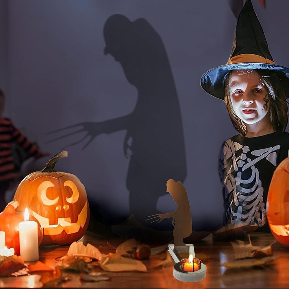 1x Metal Spooky Candle Holder (w/o Candle) Funny Shadow For Halloween Decoration