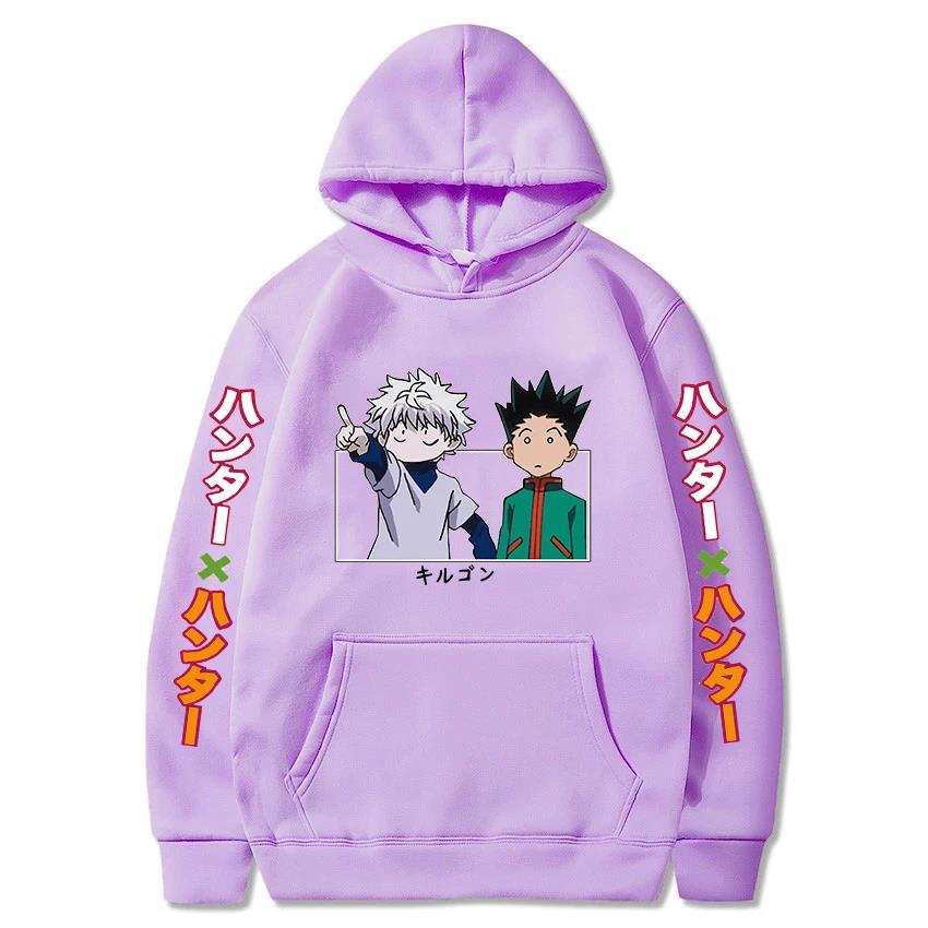 Hunter X Hunter Япония Аниме Мужчины Женщины Толстовки Harajuku Gon Killua Принт Плюс Размер Толстовка Унисекс Осень Зима Уличная одежда