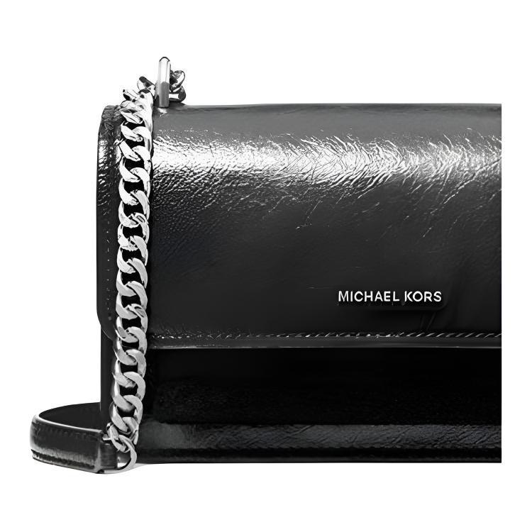 Michael Kors MK Claire Logo Design Snap Closure Leather Shoulder Bag Women Shoulder Bag Black 30F4SC7L3O-BLACK