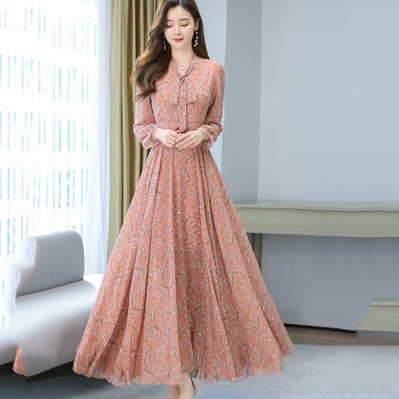 Шифоновое платье с длинными рукавами, весеннее и осеннее шифоновое платье с супер сказочной талией, пляжное платье с длинной юбкой, легкая дышащая ткань