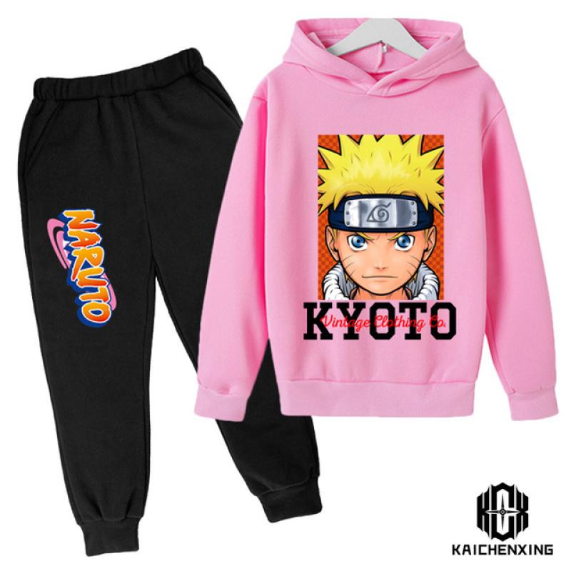 2023 модная детская одежда, костюм, толстовка с капюшоном Наруто для мальчиков, брюки из 2 предметов, детский спортивный костюм Наруто с героями мультфильмов, костюм Наруто для мальчиков