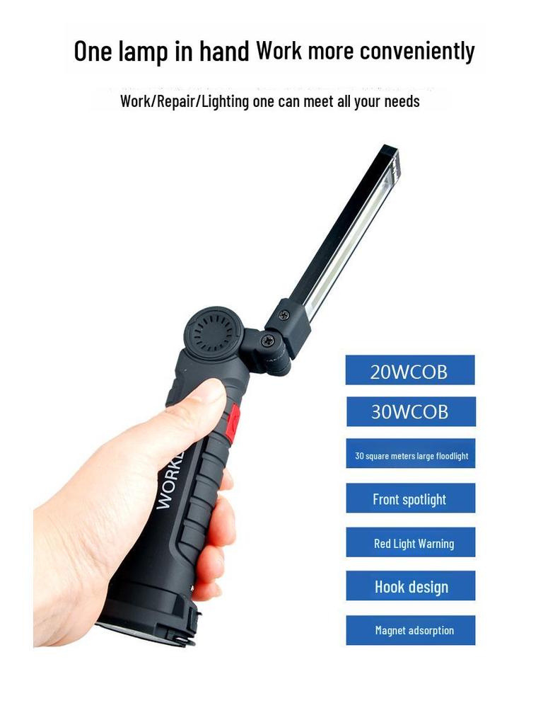 Перезаряжаемый складной светодиодный рабочий фонарь, магнитный COB фонарик для улицы и осмотра автомобиля