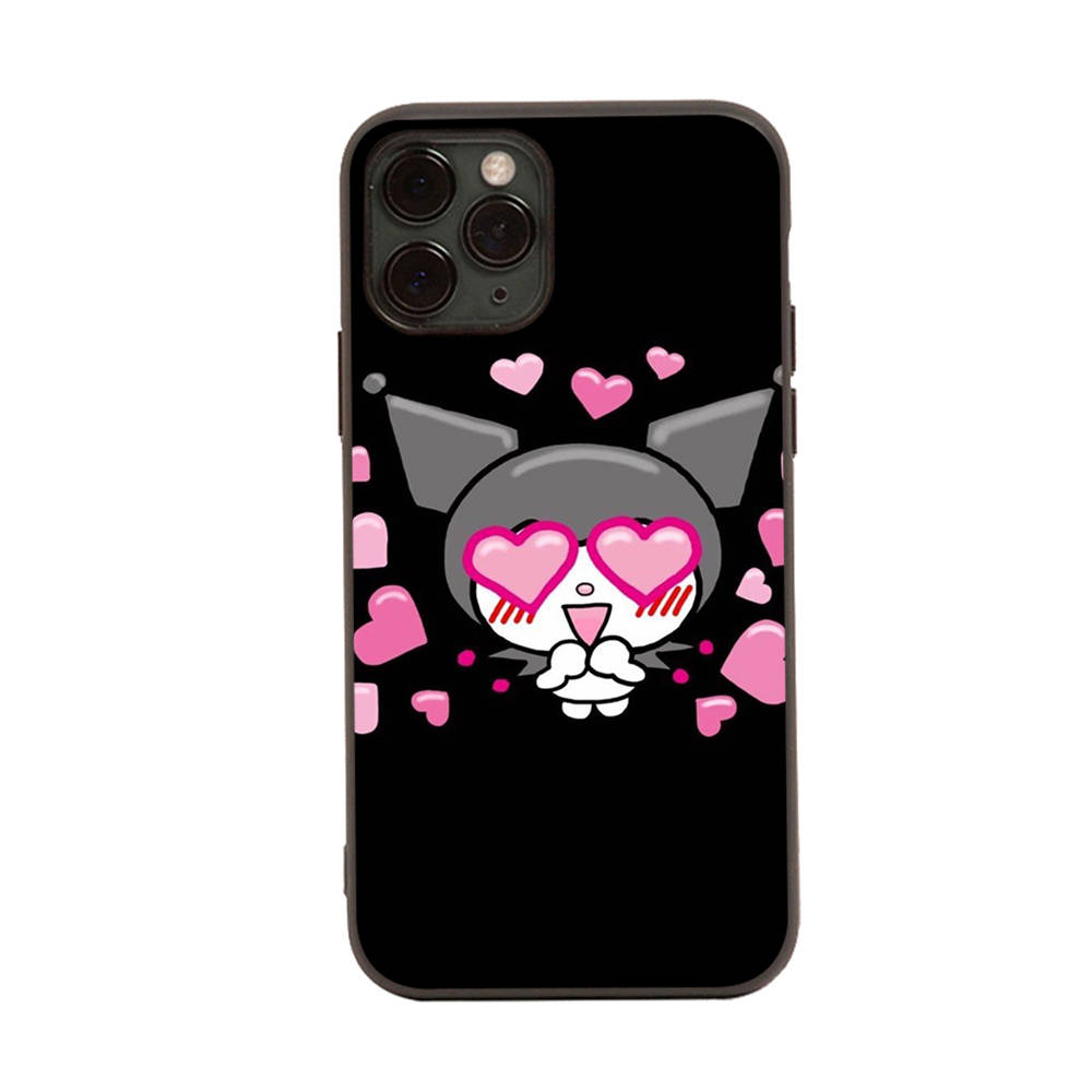 Чехол HK10 Cut Kuromi Black Sofe для iPhone 16 15 Plus 14 13 Pro 8 SE XR XS Max P30 Nova 5T Y5P Y6 Y7 Y8P Y9 Realme C30 C33 C31 VIVO Y36 V27