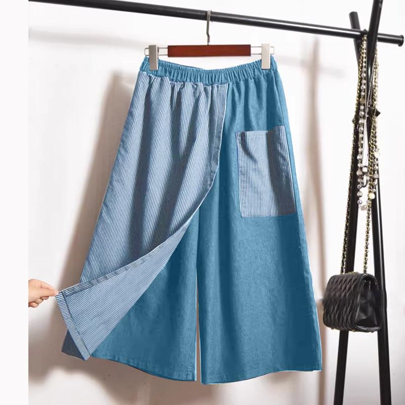 ZANZEA Женские повседневные полосатые свободные укороченные брюки