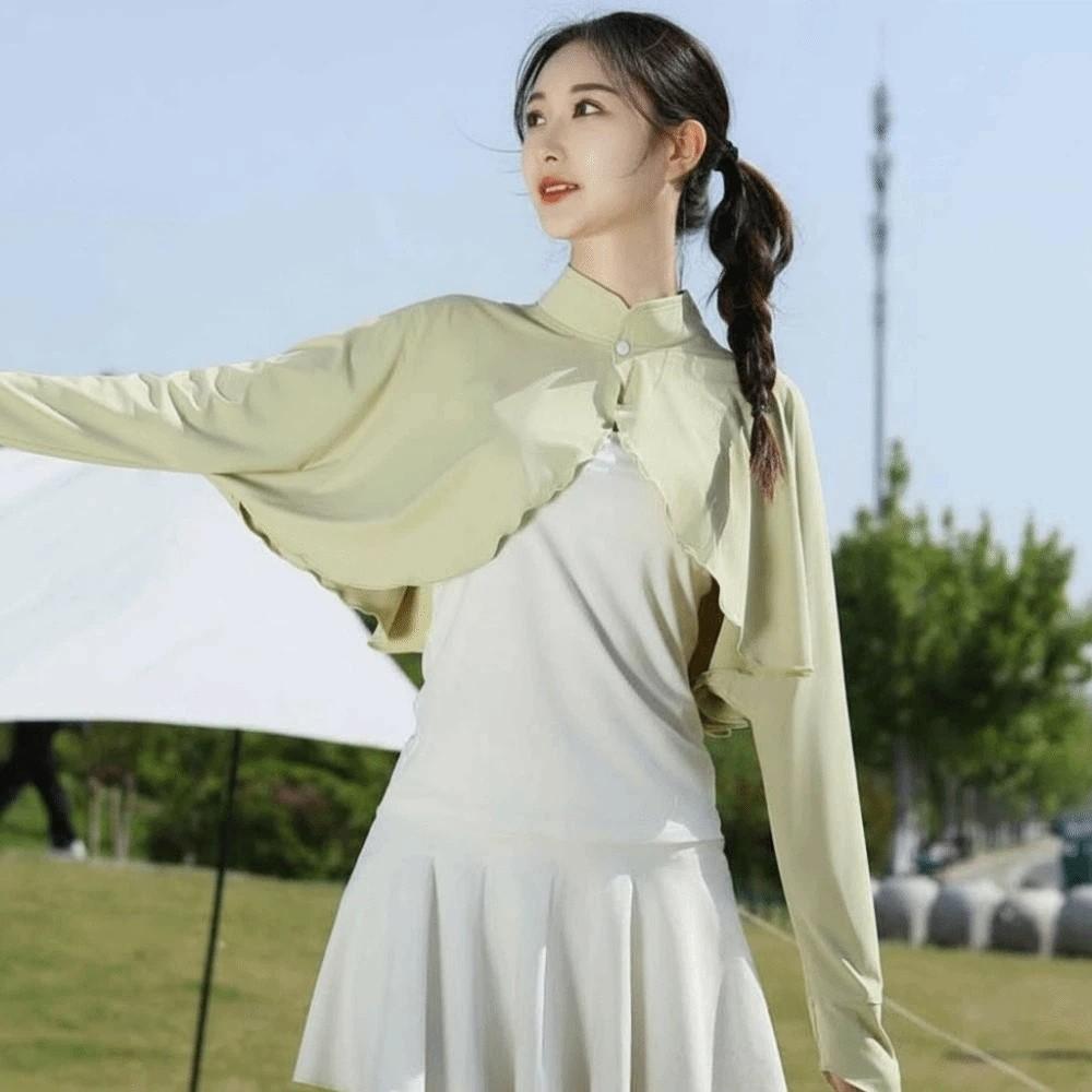 Solid Color Ice Silk Cape Sunshade Cloak Sun Protection Clothing Short Jacket