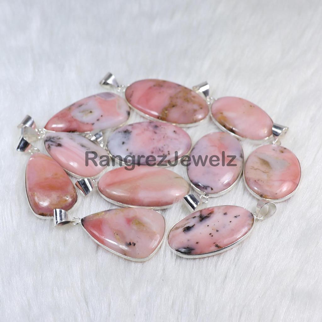 Pink Opal Pendant Sterling Silver Pendant Pink Stone Pendant Bezel Pendant Sterling Silver Brass Pendant Necklace Pink Opal Gemstone Pendant