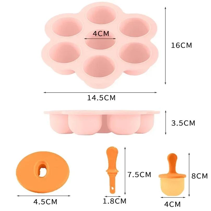 7 сеток DIY Ice Cream Popsicle силиконовая форма для мороженого Ball Maker Ice Cream Popsicles Molds Baby Fruit Shake Home Kitchen Accessories Tool