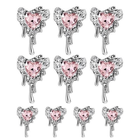 10 шт., стразы для дизайна ногтей, украшения 3D, сердце, искусственный кристалл на сплаве, подвески, креативные украшения, аксессуары для чехла для телефона, ожерелье, ювелирные изделия