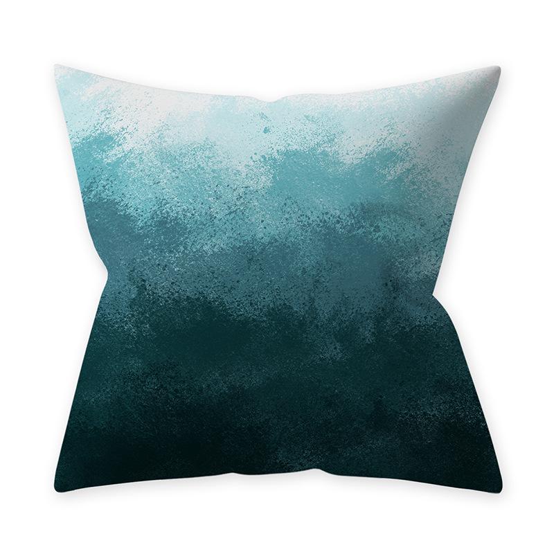 Decorative Green Throw Pillow Teal Blue Leaf Cushion Geometric Pillowcase Nordic Home Decor Sofa Living Room Polyester Pillow
