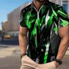 Men's Shirt Polo Casual Zip Short Sleeve Fashion Casual Zipper Summer Spring Regular Fit Glass Printing 3D Print Shirt