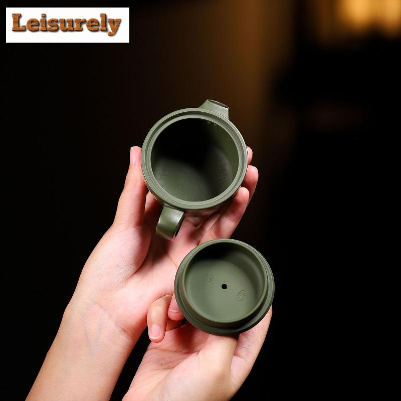 100 мл изысканные чайники из фиолетовой глины Исин, ручная работа, цветной рисунок, большой калибр, чайник из сырой руды, зеленый глиняный чайник, чайный набор «Цзыша»