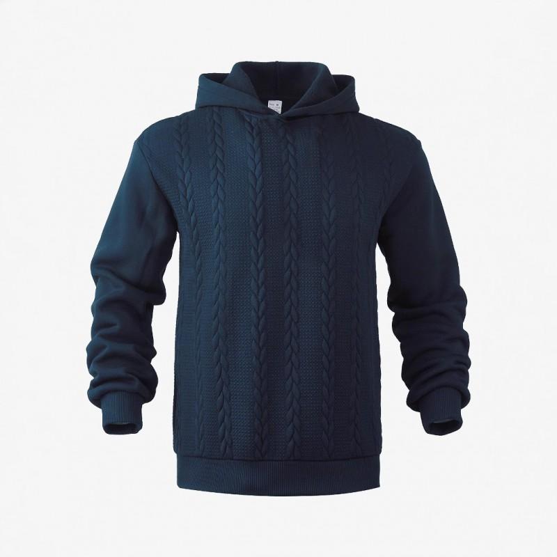 Mens Solid Color Hoodie Long Sleeve Casual Pullover Sweatshirt Winter Fashion Loose Fit