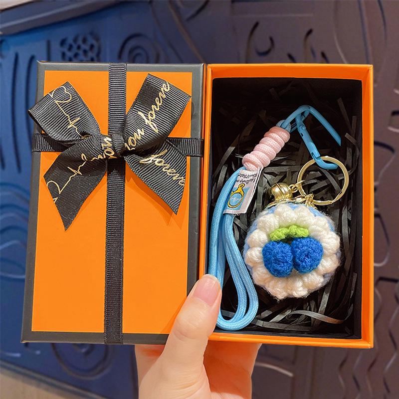 Crochet Cake Keychain: Orange & Grape Pendant Gift for Friend’s Birthday