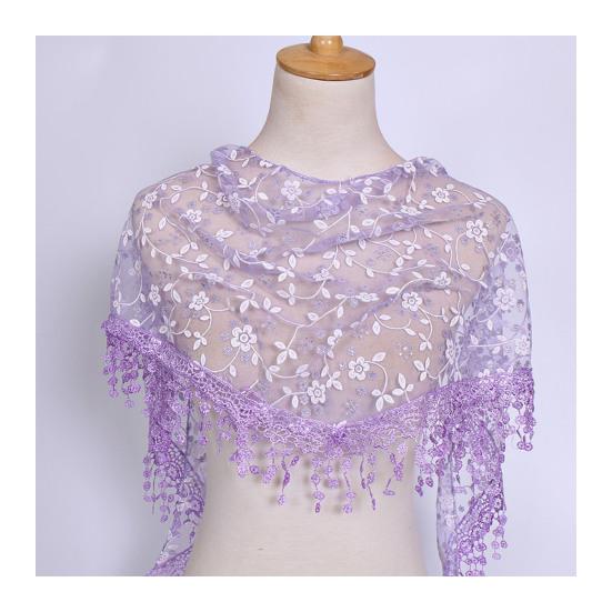 Stylish Flower Pattern Decorative Solid Color Summer Women Lace Elegant Shawl Daily Wear Scarf