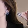 Zircon Love Stud Earrings Simple Fashion Cold Wind Earrings Versatile Light Luxury High-end Earrings
