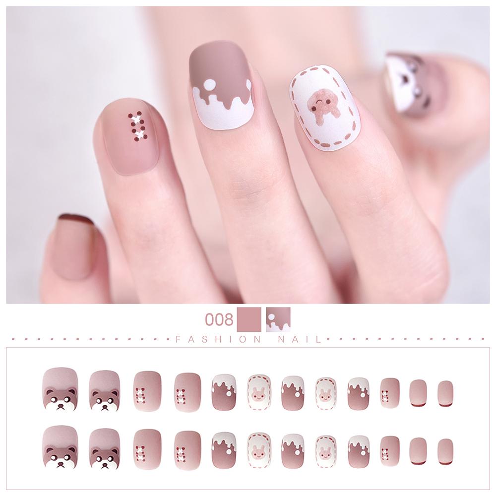 kads 24 шт. переносные накладные ногти с полным покрытием, накладные ногти с клеем, съемный французский дизайн ногтей