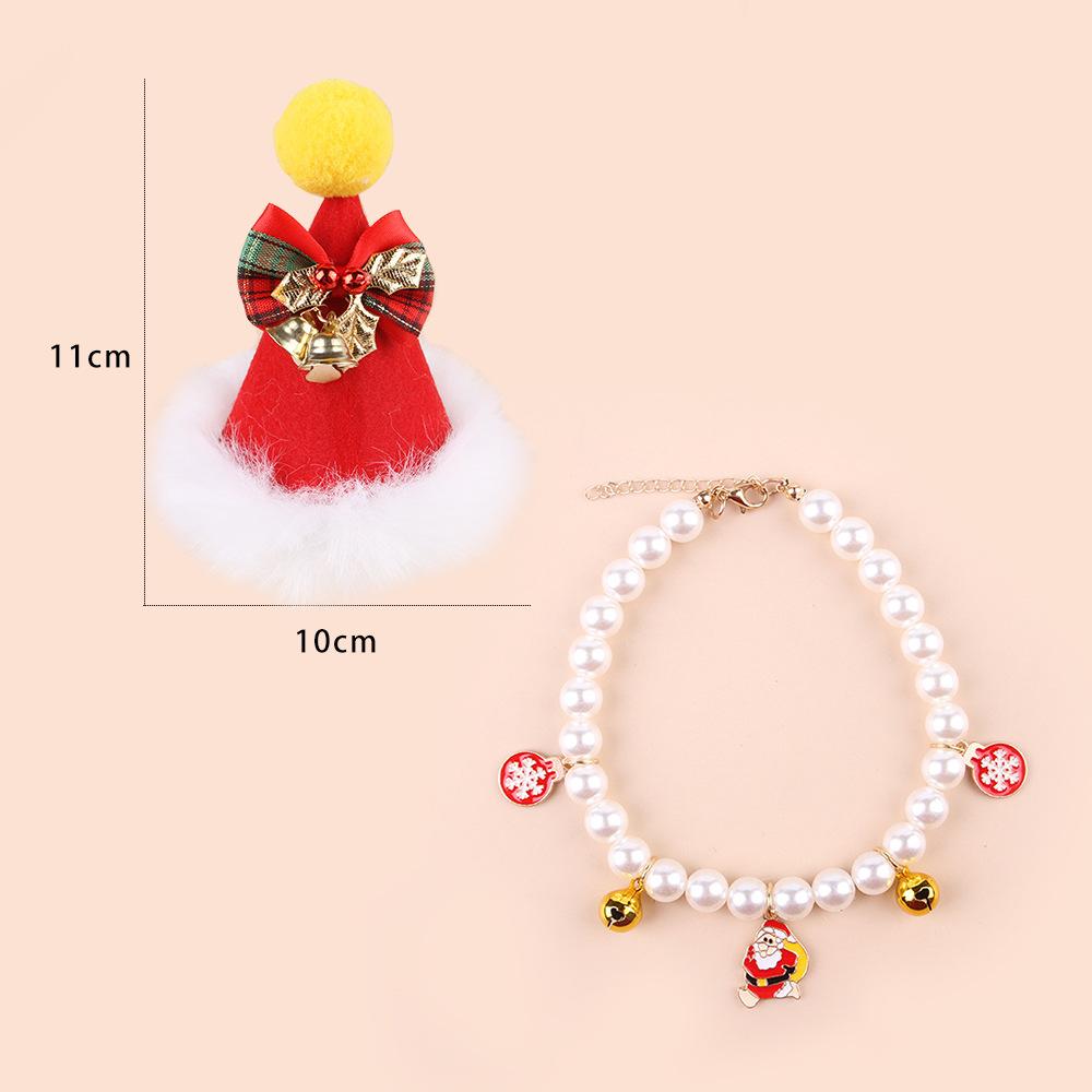 Pet Christmas Hat Scarf Set Accessories with Christmas Kitten Scarf Cat Christmas Hat Set