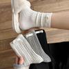 Solid Color Retro Twist Socks for Women In Autumn and Winter, Slightly Pressurized Breathable Mid-calf Socks, Simple and Versatile Pile Socks