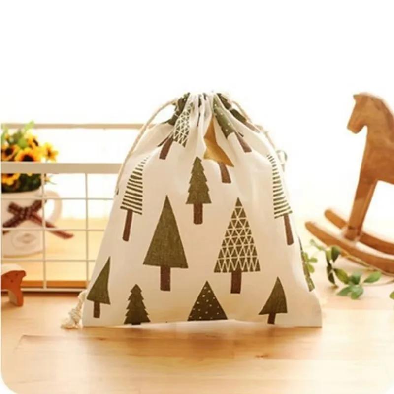 Маленький свежий хлопково-пеньковый мешок для хранения в путешествиях с принтом, карман-узелок на шнурке, мешок для хранения и организации одежды, пылезащитный мешок