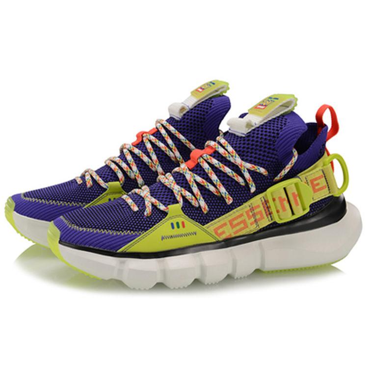 Li Ning Essence Lace Up PRM Износостойкие Дышащие Низкие Винтажные Баскетбольные Кроссовки Сине-Желтые AGBP053-1