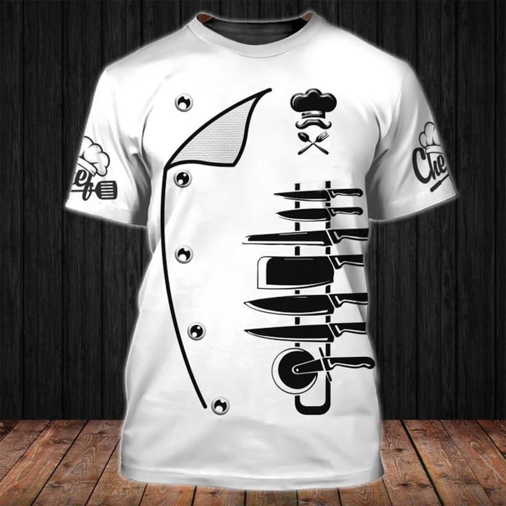 Летняя мода Шеф-повар и его инструменты Униформа, напечатанная на 3D-принтере, персонализированное творчество, удобные футболки