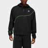 Adidas Windbreaker With Stripe Print And Logo Zip Hoodie Men Jacket Black HS6873