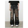 Street Retro Lumberjack Jeans Men's High Street Broken Hole Loose Straight Pants Straight Loose Jeans for Men Fashionable and Comfortable Pants