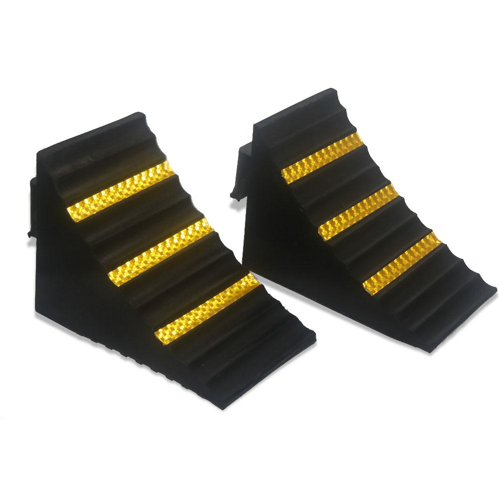 Portable Rubber Wheel Alignment Block Car Wheel Chock Triangular Anti Slip Blocks Parking Wedges For Trailer RV Tire Non Slip