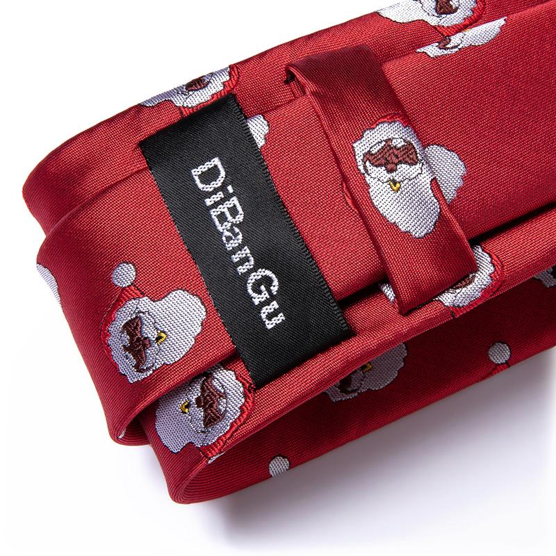 Red Men's Silk Tie Handkerchief Cufflinks Blue Printed Christmas Tie Festival Gift Wedding Party