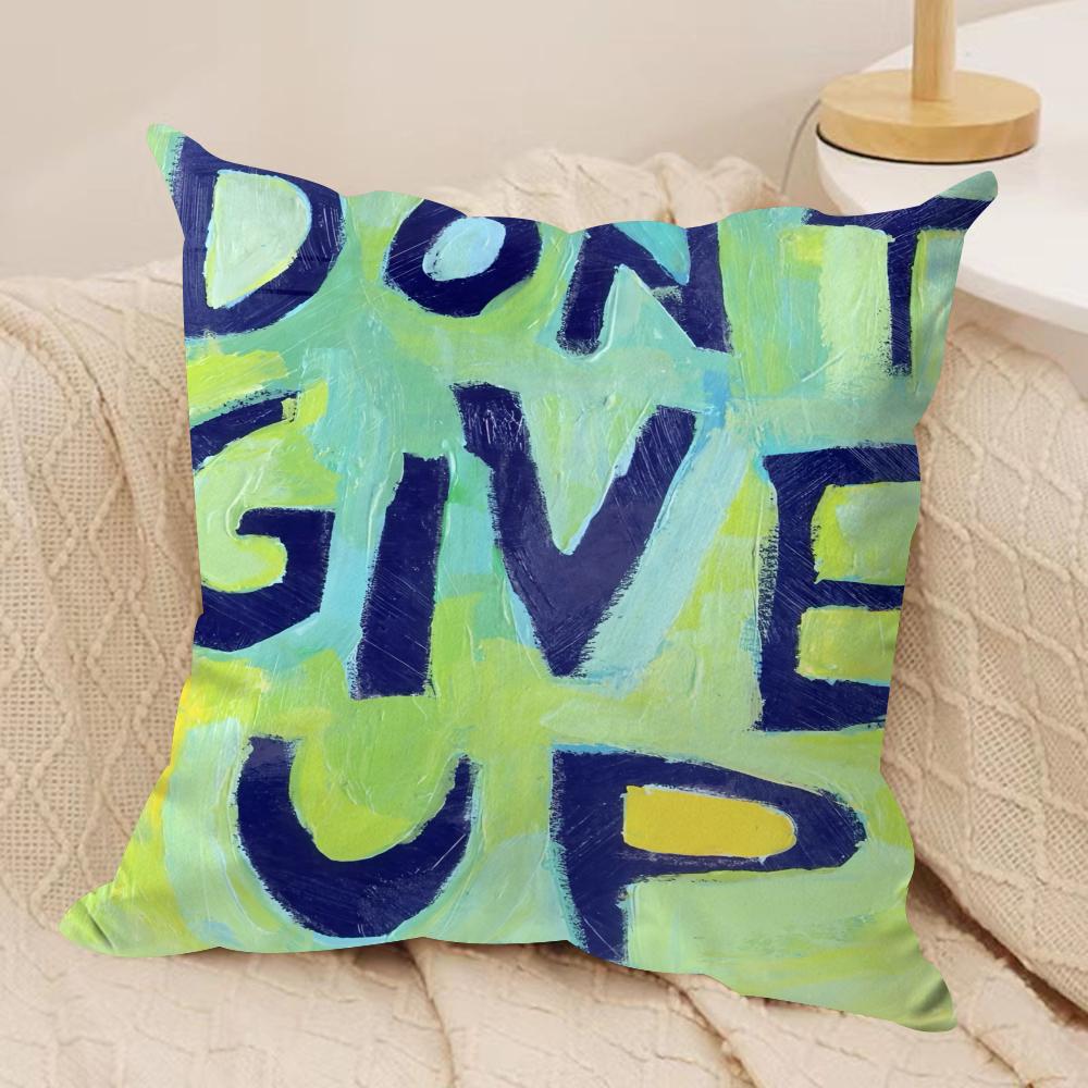 Creative Watercolor Words Cushion Cover Short Plush Double-Sided Print Square Throw Pillow Covers Sofa Home Cushion Decor