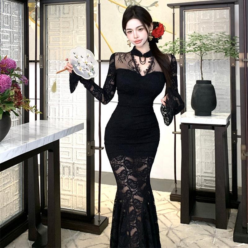 Сексуальное горячее кружевное облегающее платье-рыбий хвост