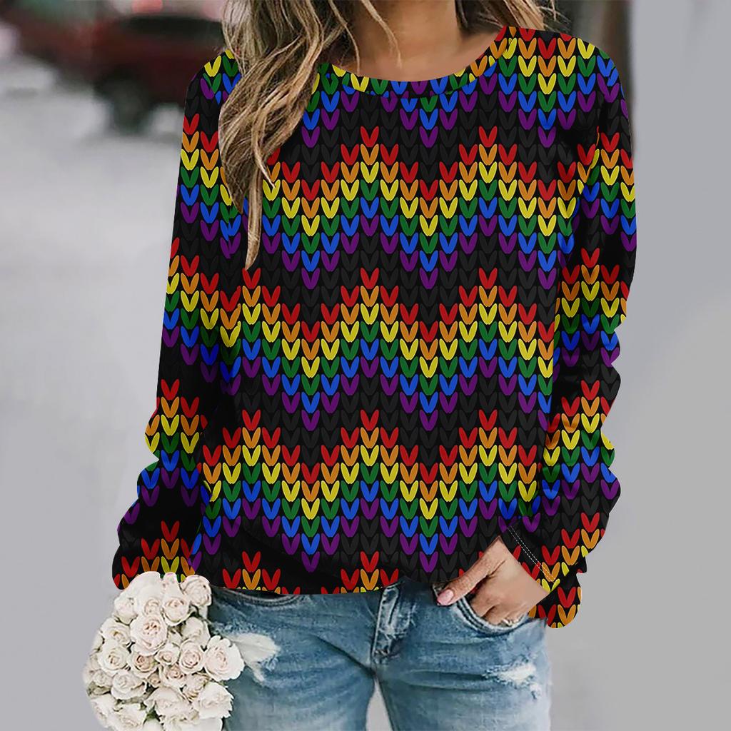 Осень и зима новая мода круглый вырез длинный рукав с принтом элегантная повседневная свободная толстовка