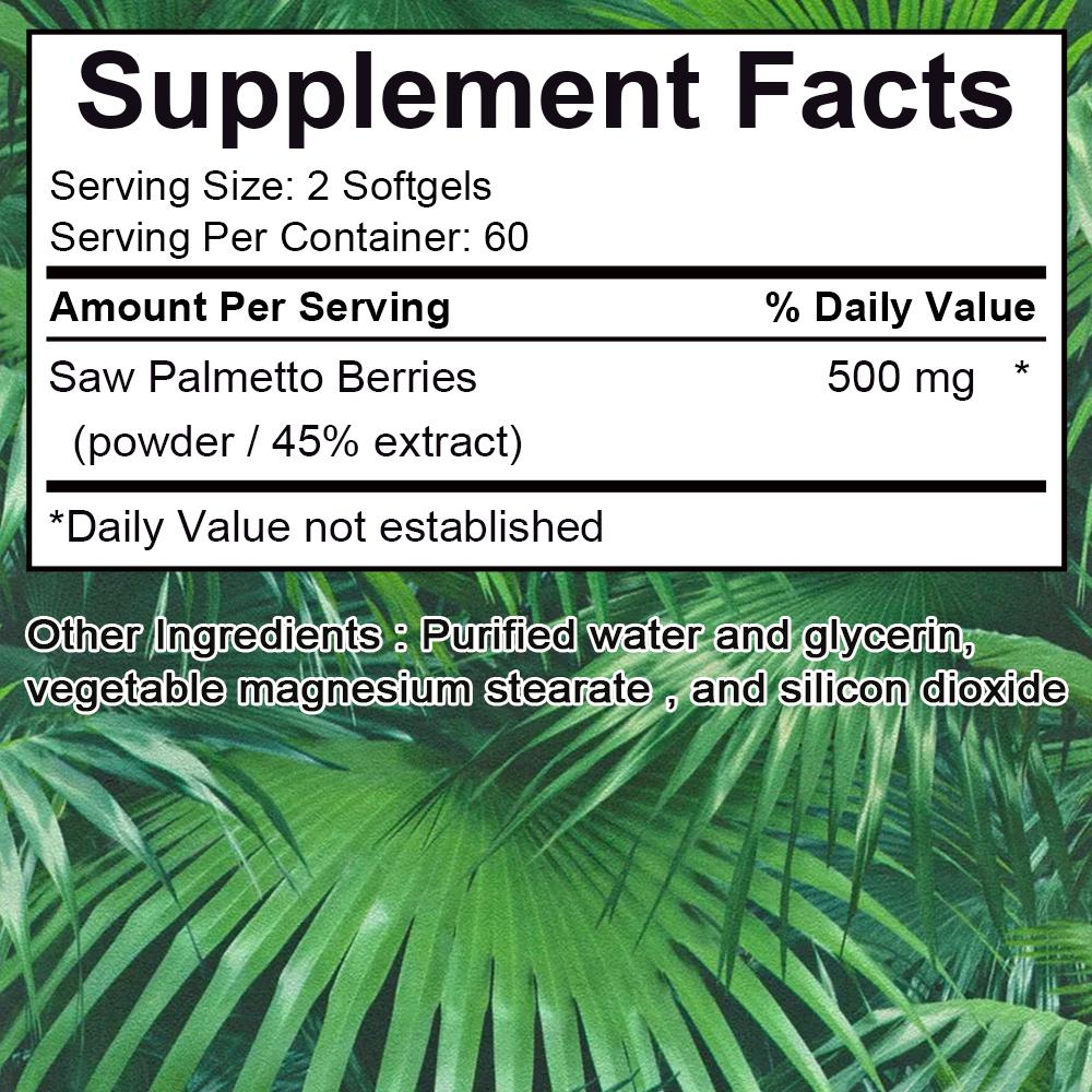 Saw palmetto promotes prostate and urinary system health, 120 capsules