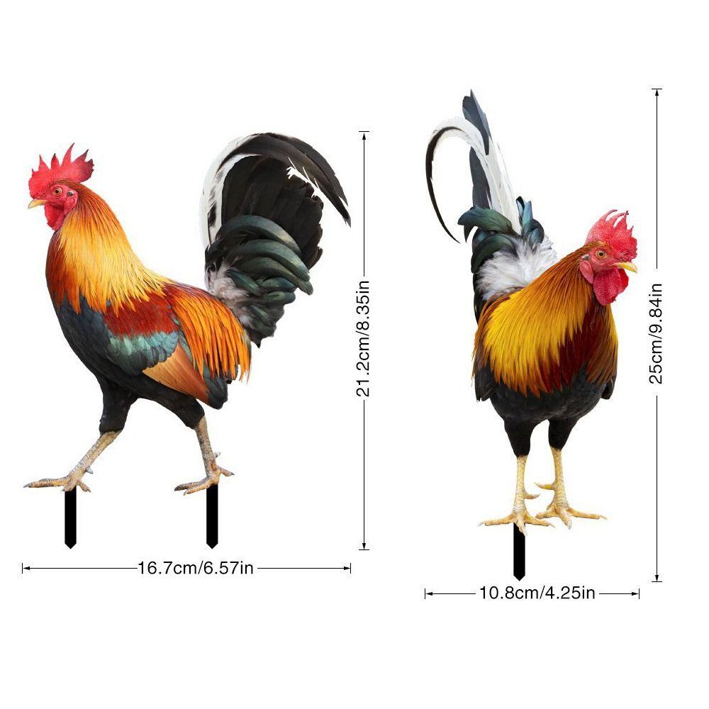 Stereoscopic Rooster Cards Acrylic Kid Toy Cute Inserting Cards Yard Art