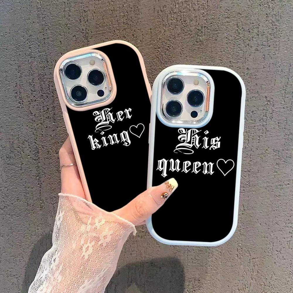 LZ29 Королева король корона пара мягкий чехол для телефона Samsung S24 Ultra S23 Plus S21 FE A16 A54 A34 A05 Infinix Hot 40 30i защита объектива противоударный чехол