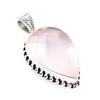 Natural Rose Quartz Gemstone 925 Solid Sterling Silver Jewelry Pendant 1.4" V9i27