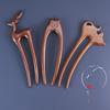 Gold Silk Sandalwood Retro U-Shaped Hairpin - Chinese Style Wooden Animal Design