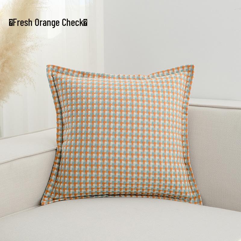 Nordic Retro Houndstooth Linen Pillowcase for Living Room Sofa