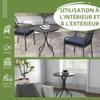 66cm Patio Table, Round Garden Table, Outdoor Side Table with Steel Frame and Slat Tabletop, Black