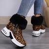 2024 Winter New Fashion Shoes for Women Round Toed Leopard Print Cotton Shoes Plush Warm Casual Flat Snow Boots Ladies Zapatos