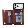 Кожаный чехол-подставка для iPhone 17 Pro Max с держателем для карт и двойной застежкой
