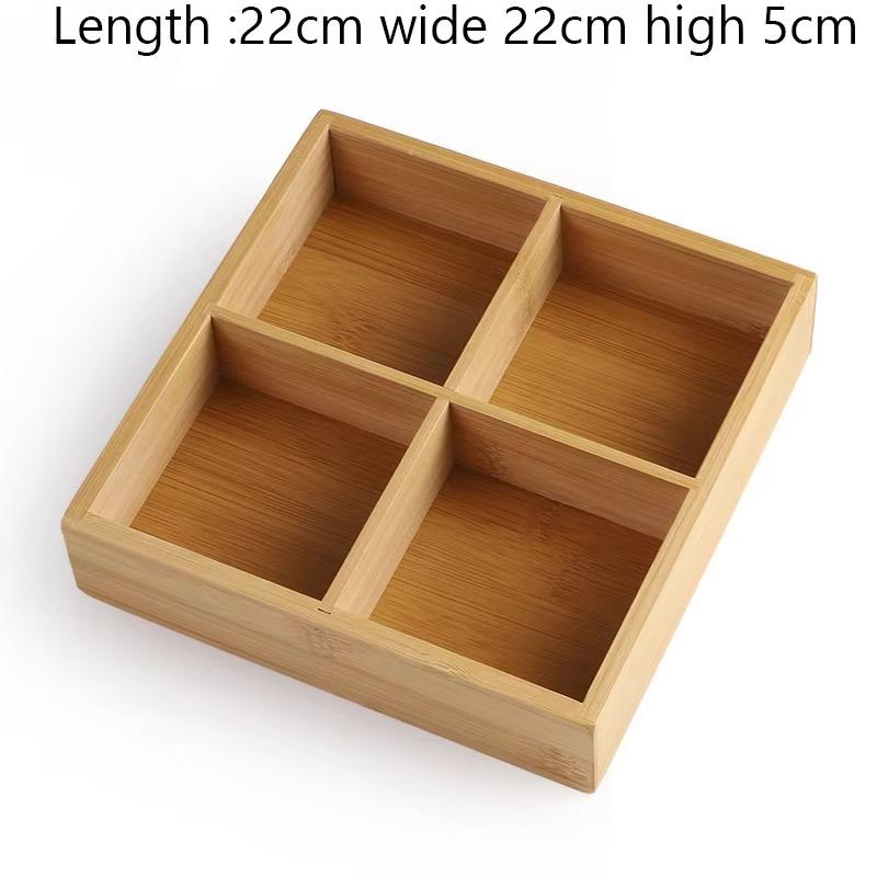 Tray 1PC Bamboo Nine Compartments Dinner Plate Snack Plate Side Dish Plate Bread Compartment Plate Platter Soap Box Drain Basket