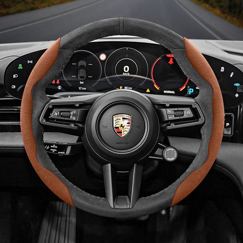 AVK3 Для Porsche Замшевая Накладка на Руль с Кнопками Подходит Macan Cayenne 911 Taycan Panamera 918 718 Теплые Аксессуары для Руля