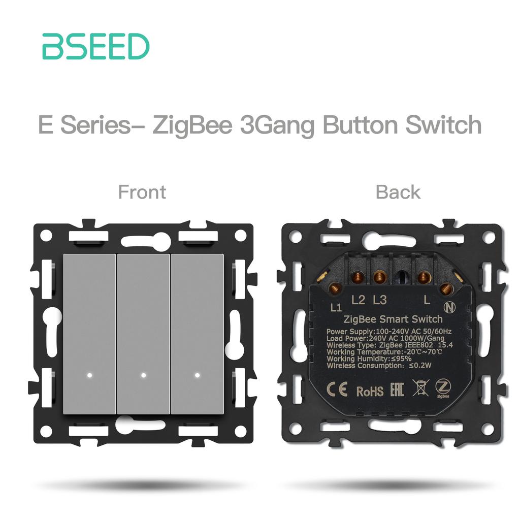 BSEED Zigbee Умные выключатели света Настенные Кнопочные Диммеры EU/FR Розетки USB Type-c DIY Модули Только Пластиковые Рамки