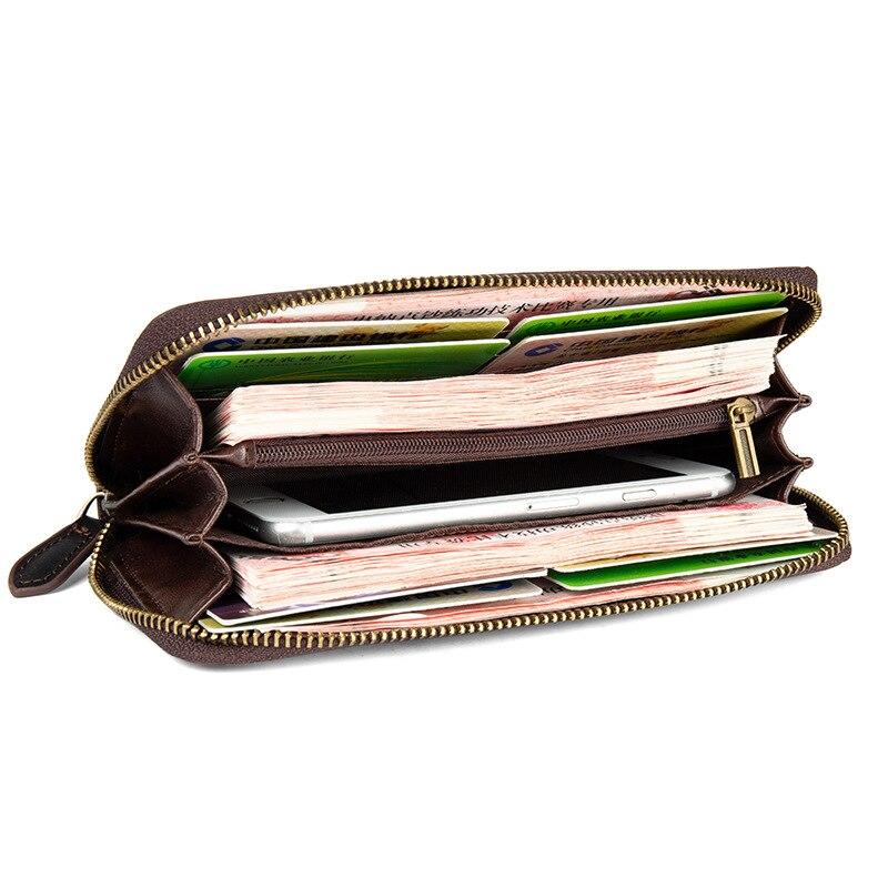 Johnature Женские кошельки из натуральной кожи в стиле ретро, ​​длинный ручной кошелек на молнии, ручной кошелек с держателем для карт, кошелек для телефона из воловьей кожи