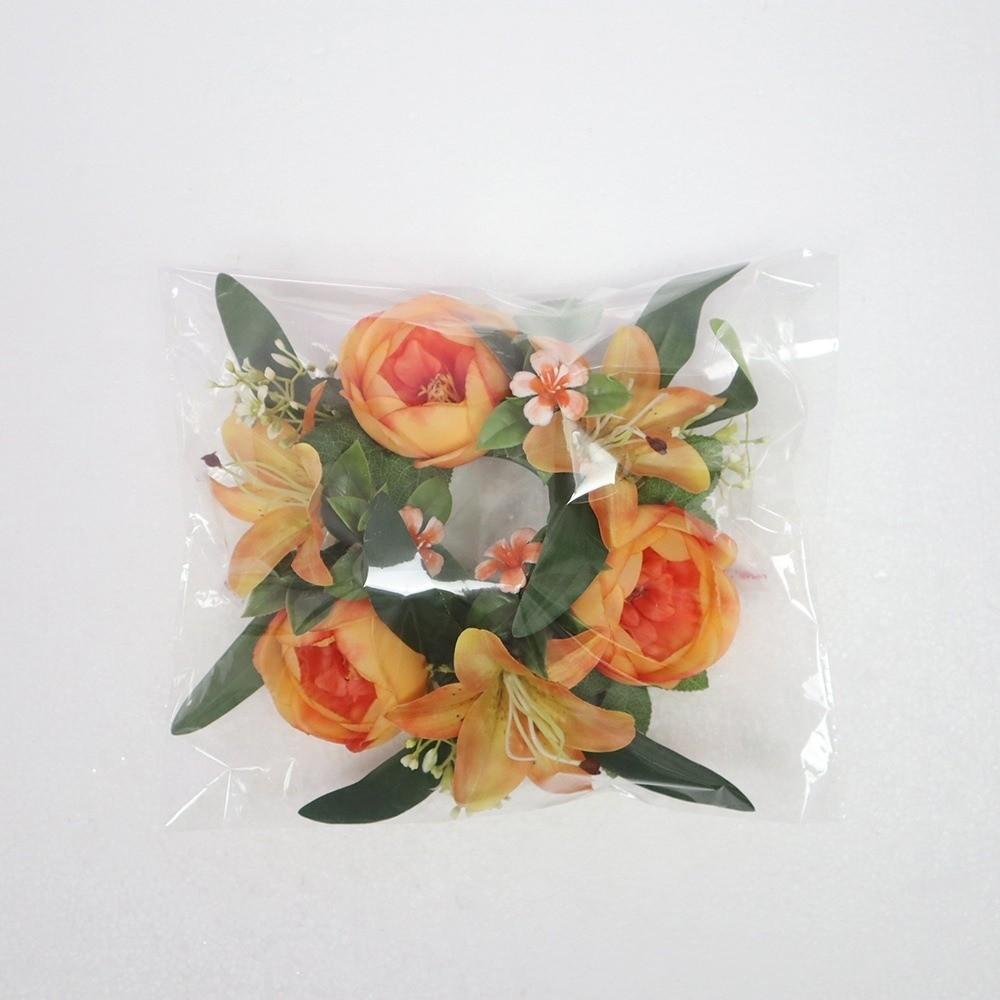 Artificial Flowers Candle Ring Simulated Mini Wreath Candlestick Wreath  Wedding Party Decoration