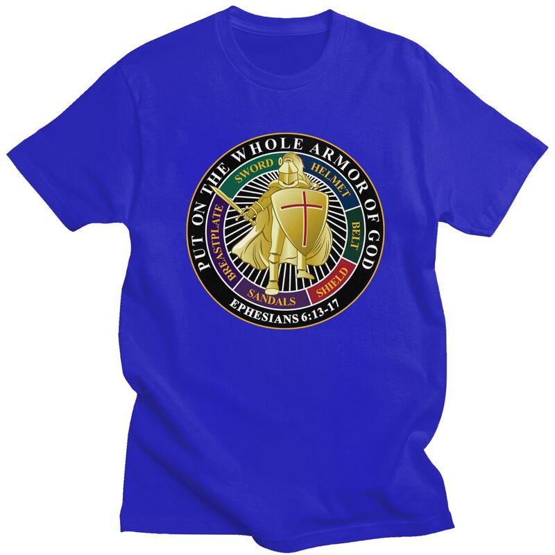Custom Armor Of God Crusader Knight Templar T Shirt for Men Pure Cotton Tshirt Fashion Tees Tshirts Slim Fit