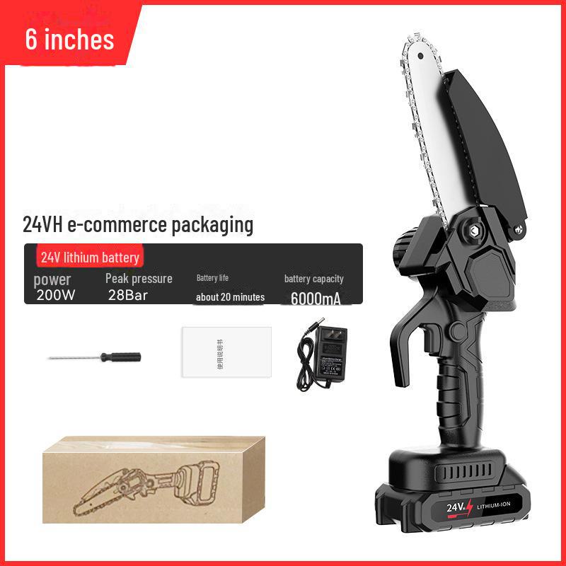 Аккумуляторная мини-электрическая пила для деревообработки — литиевая, для работы одной рукой, беспроводная, для домашнего хозяйства и лесозаготовок на открытом воздухе.