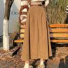 Women's Brown Skirt Autumn Winter Black High-waisted Long Skirt Ladies College Style Pleated A-line Skirts